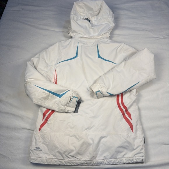 Trespass Protekt Waterproof Windproof, Ski Snow Hooded White Jacket Women's Sz L - Picture 8 of 16